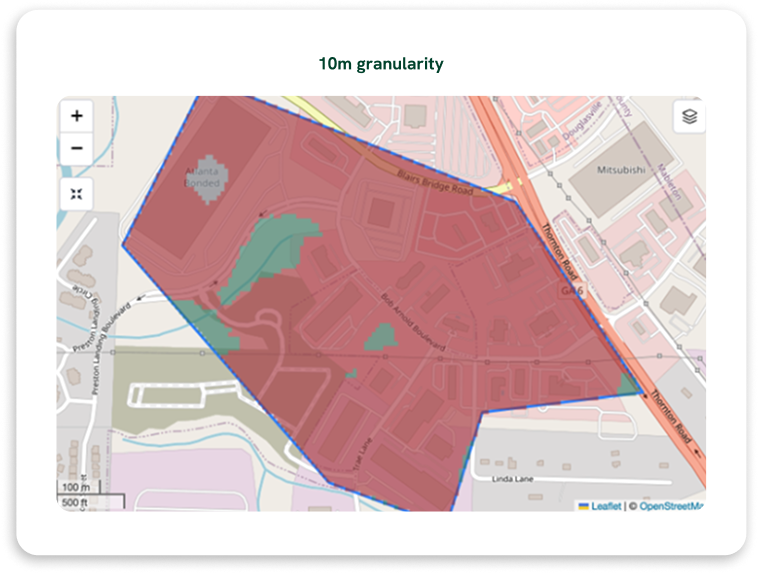 Natcap platform spatial granularity example - 100m